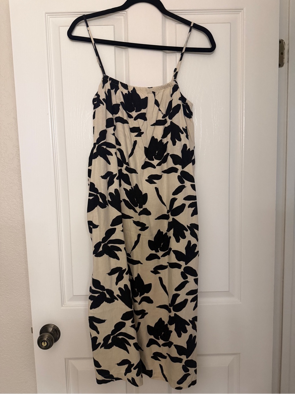 a new day Beige Midi Dress with Black Floral Print